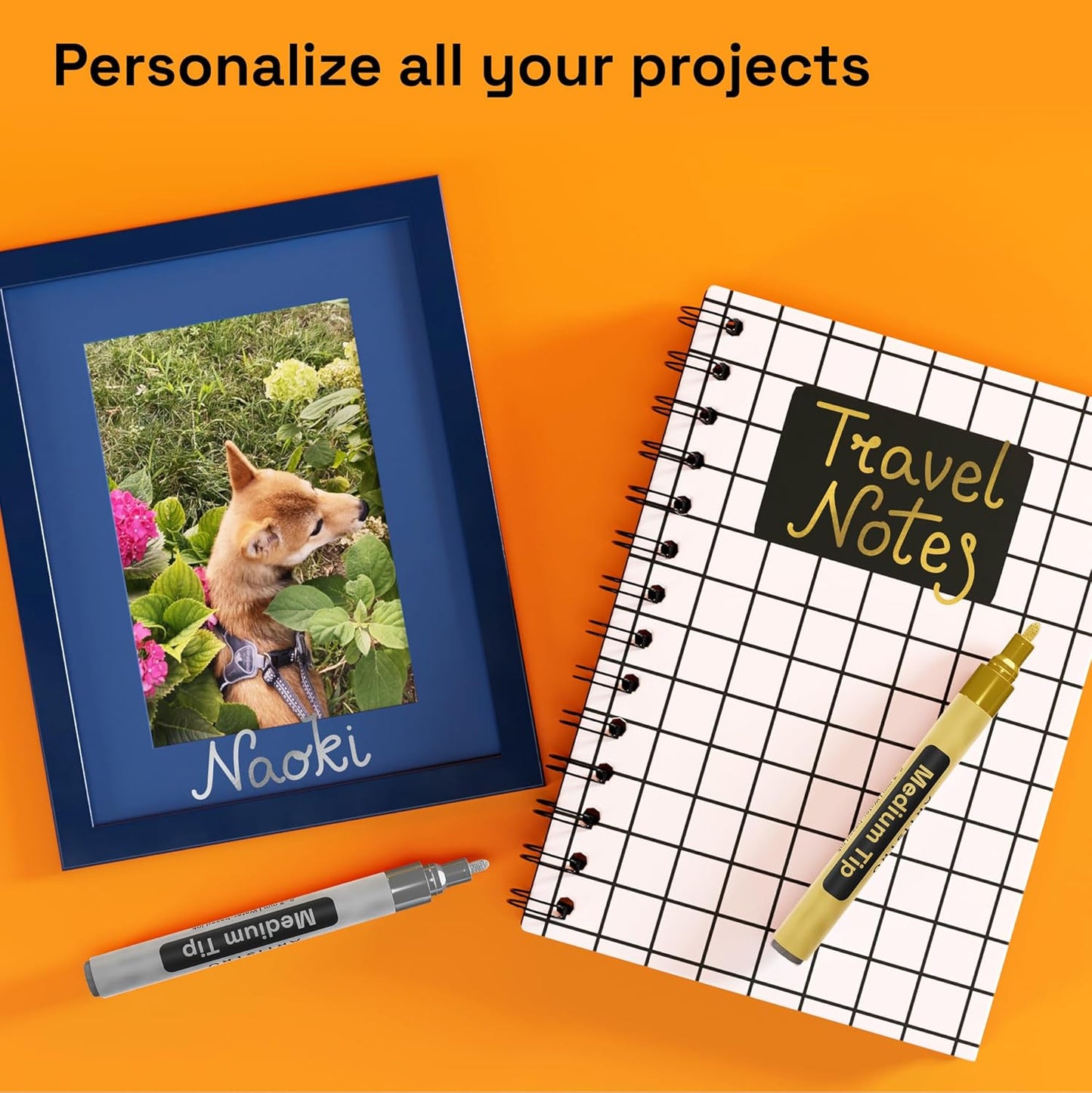 ARTISTRO 2 Gold & Silver Permanent Marker - Waterproof Markers for Tire, Fabric, Rocks, Glass, Ceramic, Wood, Paper - Oil Based Paint Pens - Medium Tip 3mm