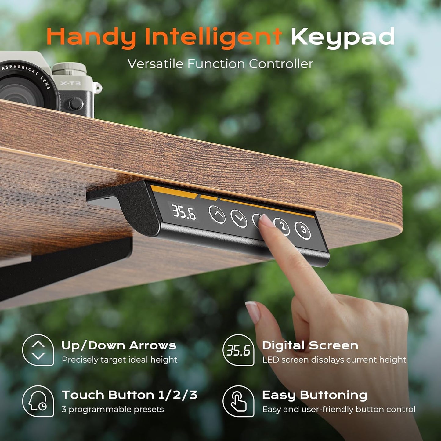 Huuger 63 x 28 Large Electric Standing Desk, Height Adjustable Computer Desk, 27.6" Deep Desktop, Stand up Gaming Office Table with 2 Hooks, 3 Preset Heights, for Home Office, Rustic Brown