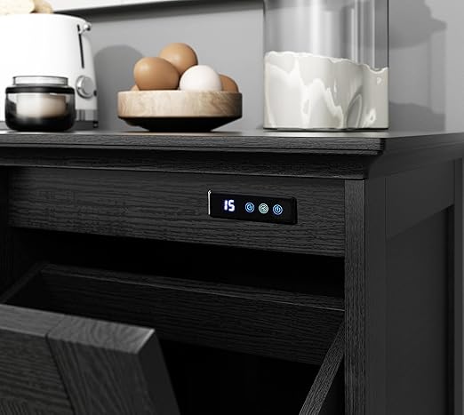 OLD CAPTAIN Double Tilt Out Trash Cabinet, Wooden Kitchen Garbage Can Free Standing Holder, Black Finish