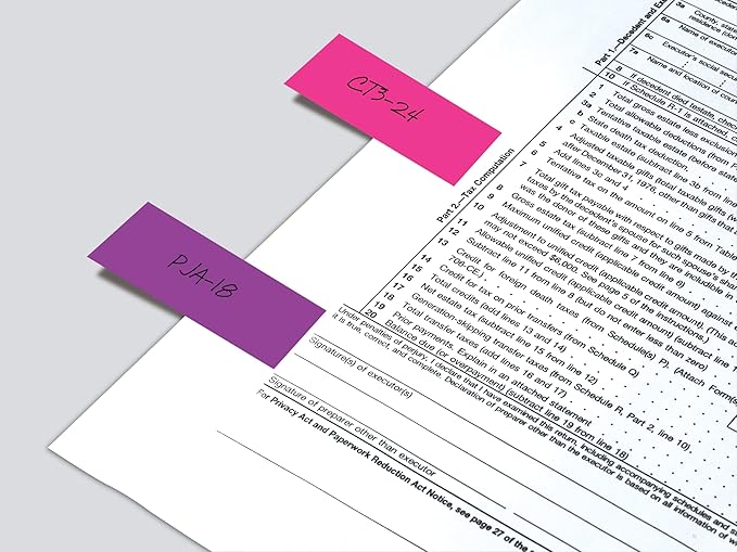 Post-it Page Markers, Assorted Colors, 1 in x 3 in, 50 Sheets/Pad, 4 Pads/Pack (671-4AU)