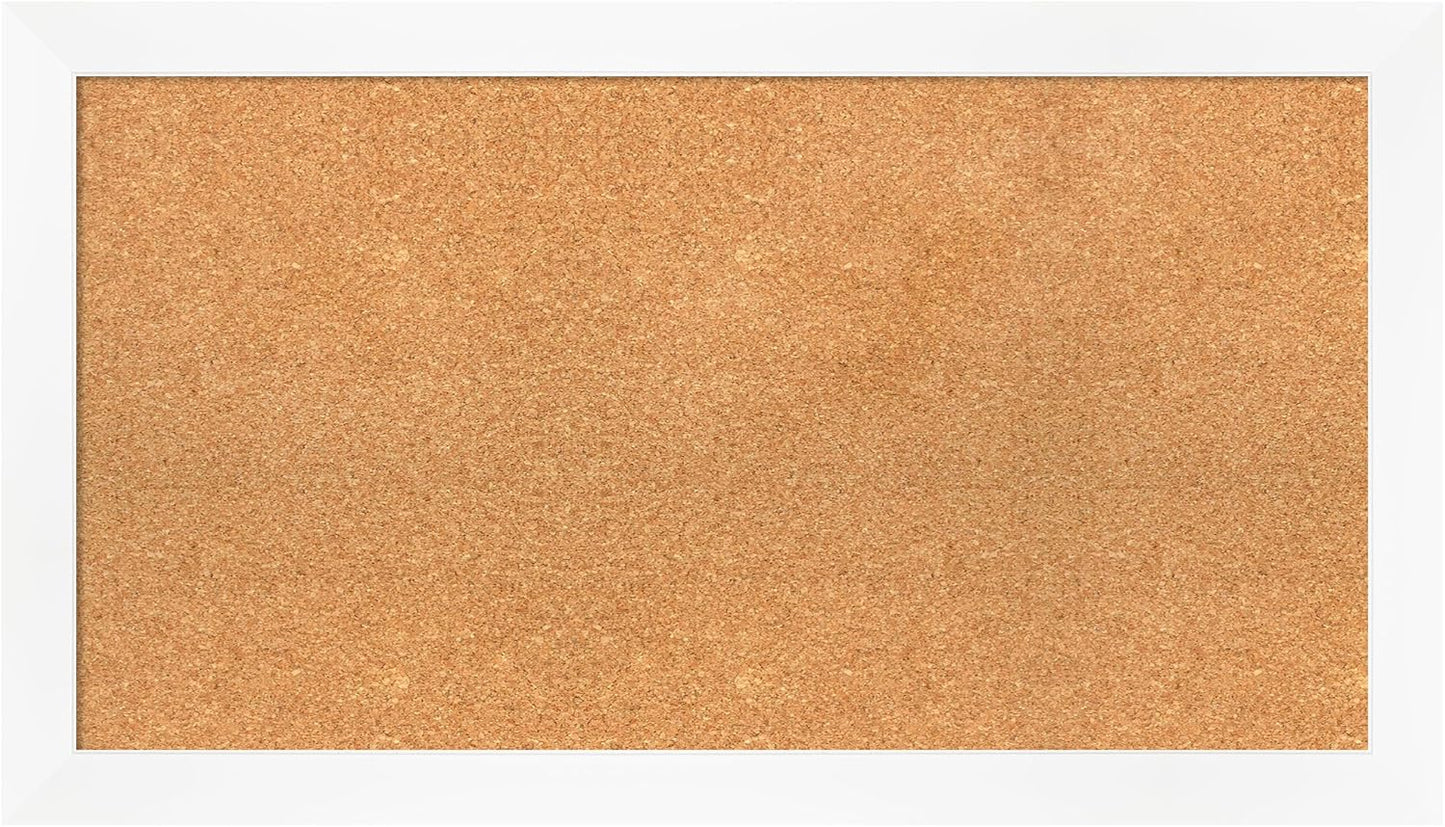 Amanti Art Natural Cork Board for Wall, 21x37 Vision Board with White Frame, Large Corkboard Office Decor for Home Organization, Modern Corkboard Pinboard to Display Items for Home Organization in
