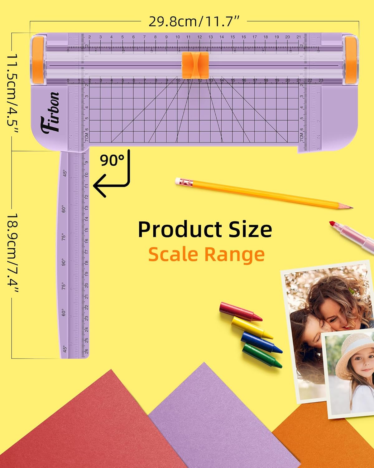 Firbon Purple A5 Paper Cutter, Straight Small Paper Trimmer with Side Ruler for Scrapbooking Craft, Paper, Coupon, Label, Cardstock