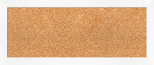 Amanti Art Natural Cork Board for Wall, 17x41 Vision Board with White Frame, Medium Corkboard Office Decor for Home Organization, Modern Corkboard Pinboard to Display Items for Home Organization in