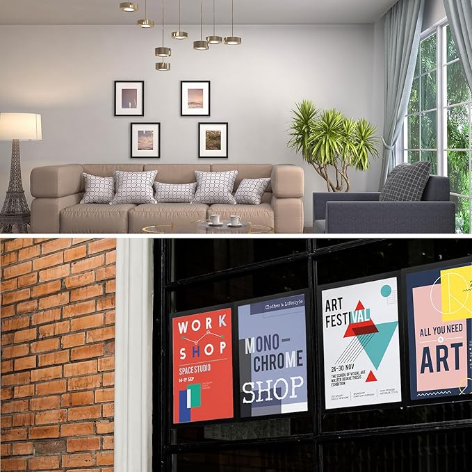 uxcell 2 Pcs Magnetic Sign Holder, 11.7" x 16.5" Self-Adhesive Magnetic Wall Signs Holder Magnetic Picture Frame Document Holder for Home Office Wall Window Displays, Dark Blue