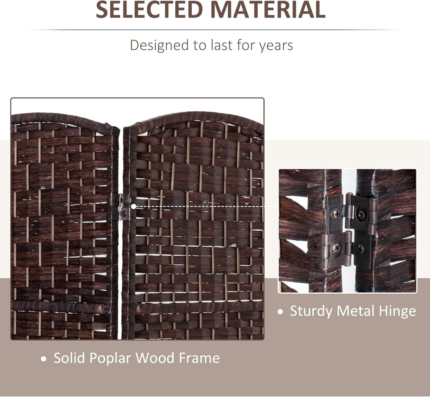 NicBex Room Divider 3 Panel Room Dividers with Wicker Weave Design Partition Room Dividers and Folding Privacy Screens 6 FT Wall Divider for Office, Room Separation,53.25"W x 0.75"D x 70.75"H, Brown