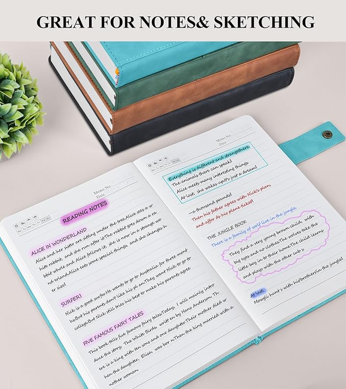 365 Page Thick Lined Journal Notebook for Men Women, A5 Leather Journals for Writing, Hardcover Notebooks for Work, School, Note Taking,Travel, Business,Personal Diary, College Ruled 5.9" x 8.4"