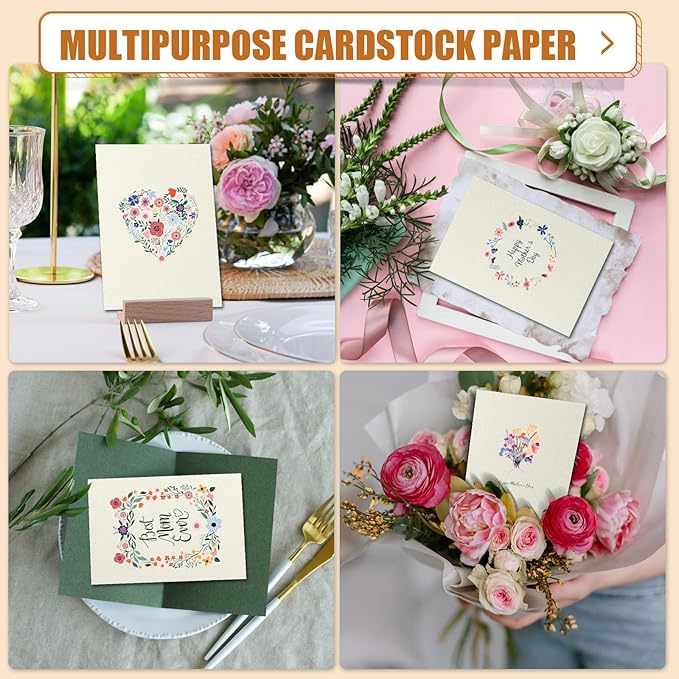 MixTeach 100 Sheets Cream Cardstock 8.5 x 11 Inch Thick Cardstock Paper, 250gsm/92lb Double Sided Cream Card Stock Printer Paper for Cards Making, Crafts, Scrapbook, Invitations, Drawing, Printing