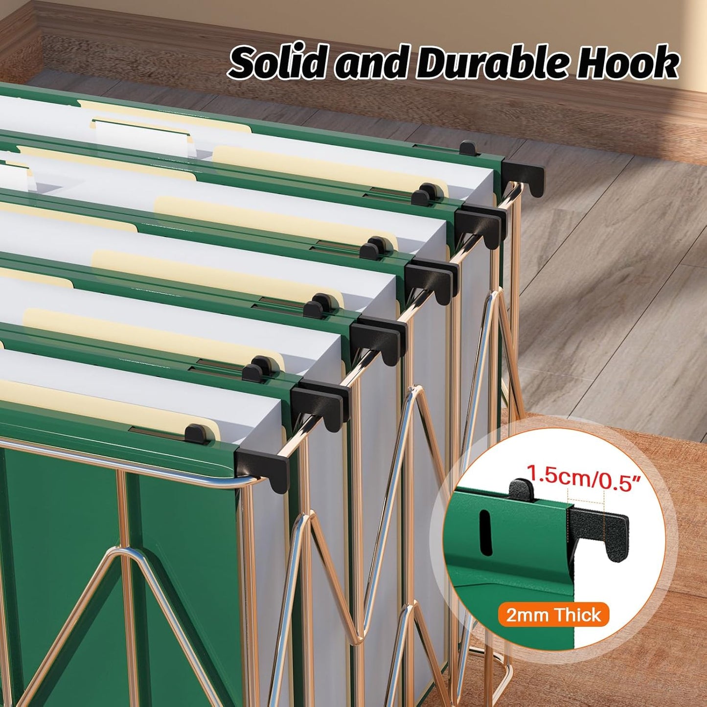 Plastic Hanging File Folders,Letter Size,Reinforced Hang Folders,Standard File Folders for Filing Cabinet,Plastic Hanging Folders,1/5-Cut Tabs,Designed for Home and Office,Green,12 Pack