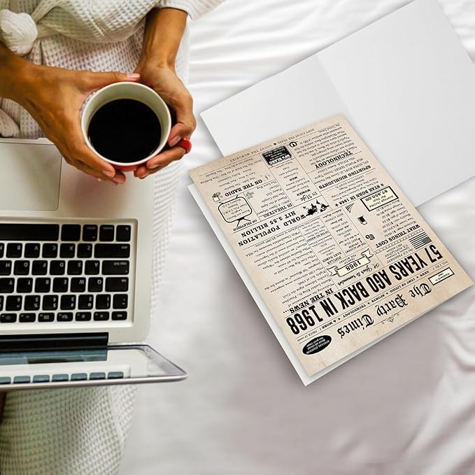 Funny 57th Birthday Card for Her Him, Retro 57th Birthday Decorations for Women Men Mom Dad, Large 57 Years Old Bday Gift Ideas