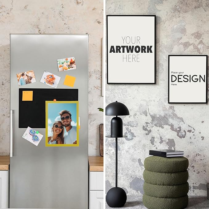 uxcell 2 Pcs Magnetic Sign Holder, 8.3" x 11.7" Self-Adhesive Magnetic Wall Signs Holder Magnetic Picture Frame Document Holder for Home Office Wall Window Displays, Yellow