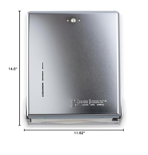 San Jamar True Fold Paper Towel Dispenser Holds Multifold/C-Fold Towels for Bathroom, Kitchens, and Restaurants, Metal and Plastic, 14.5 x 11.375 x 5 Inches, Chrome