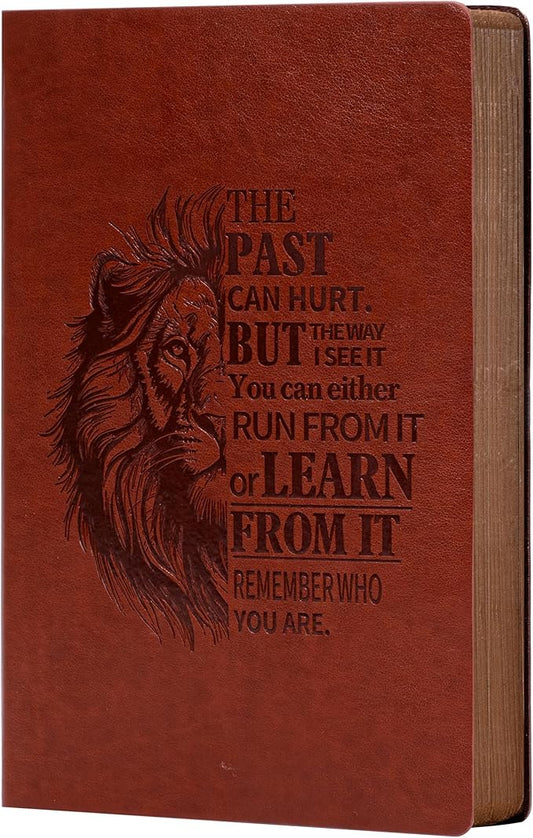Leather Journal for Men Soft Cover 256 Pages Lined Journals for Writing A5 Lion Journaling Notebooks Vintage Inspirational Diary, 5.7" x 8.3", Red