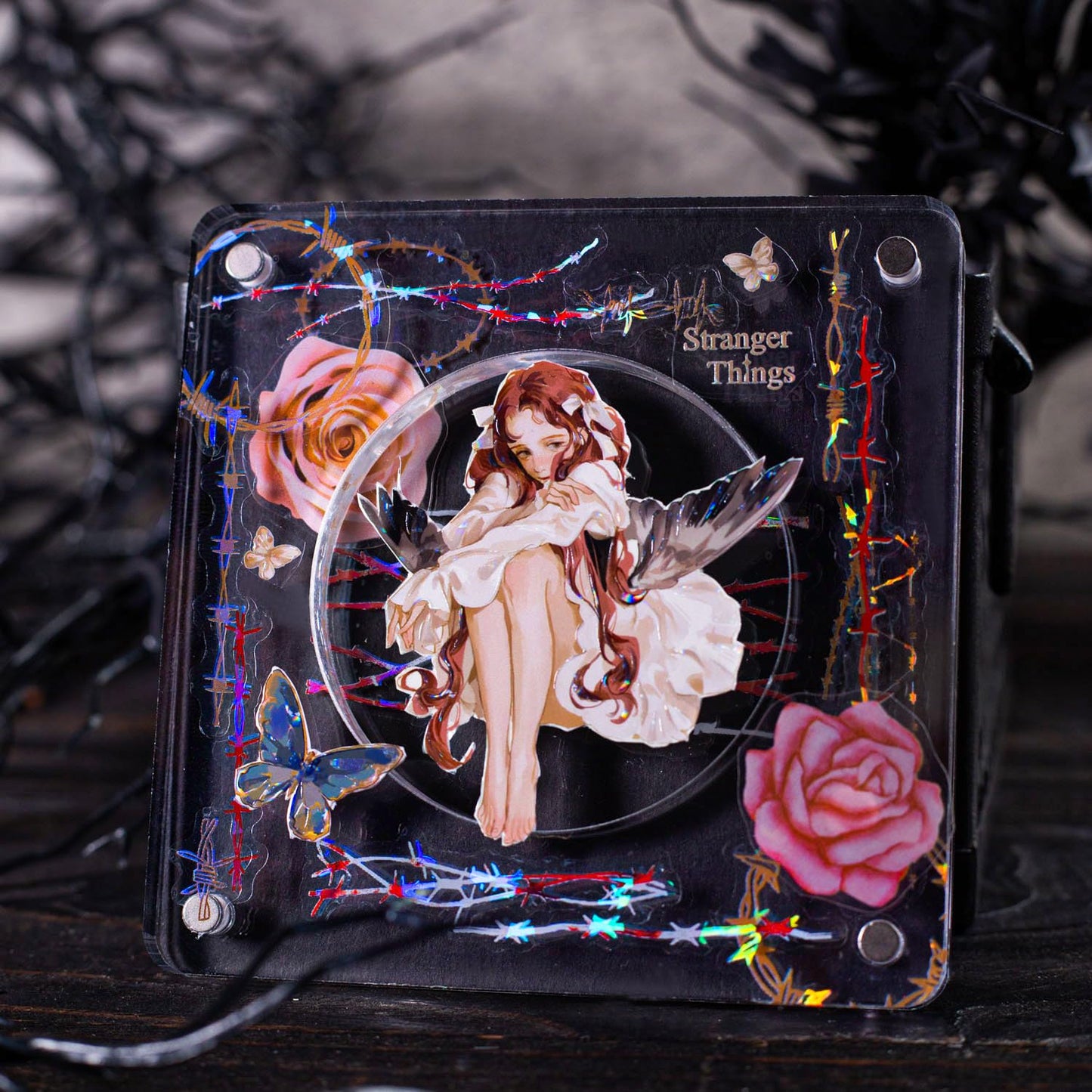 6 Rolls Thorn Vine PET Tapes Set, Holographic Pre-Cut Stickers for Journaling, Scrapbooking, and DIY Crafts, with Decorative Clip