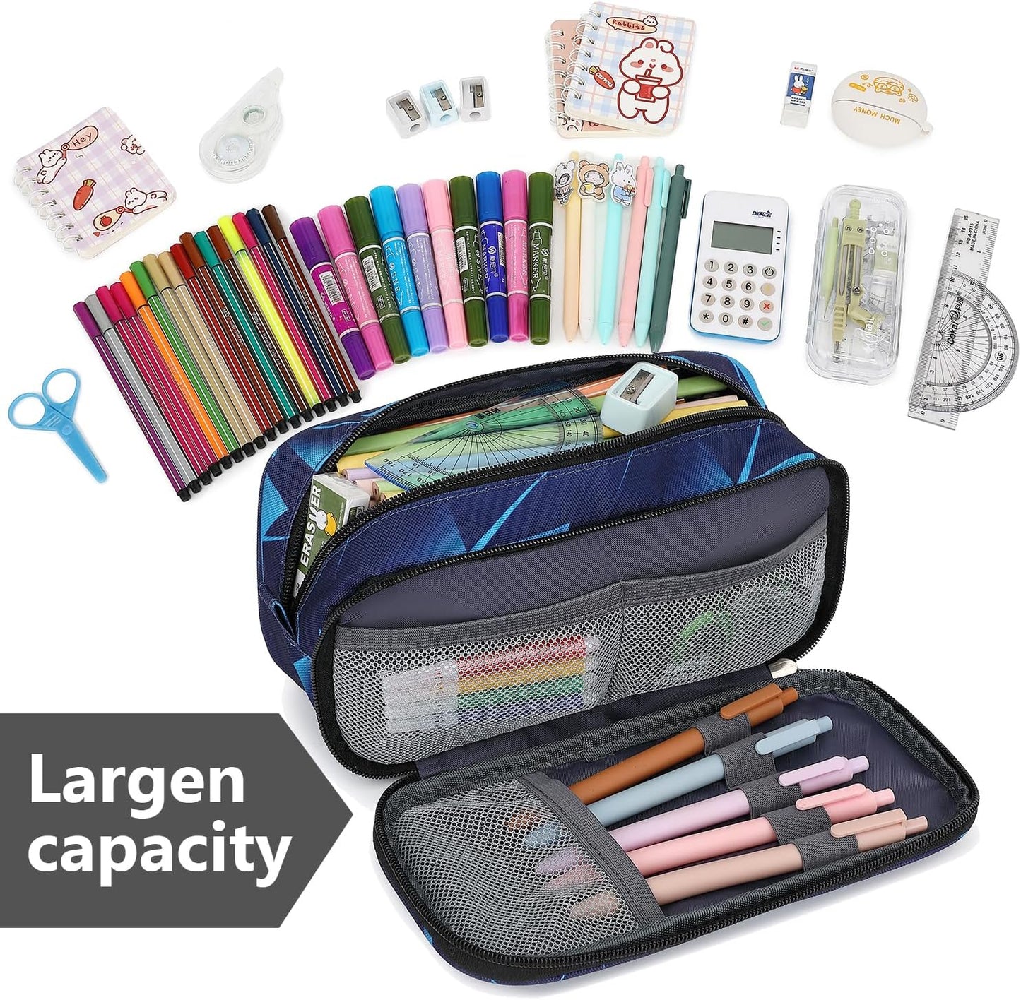 Pencil Cases for kids, Large Capacity Pencil Pouch, Office College School Marker Organizer Case pen for Men Women Adult Teens