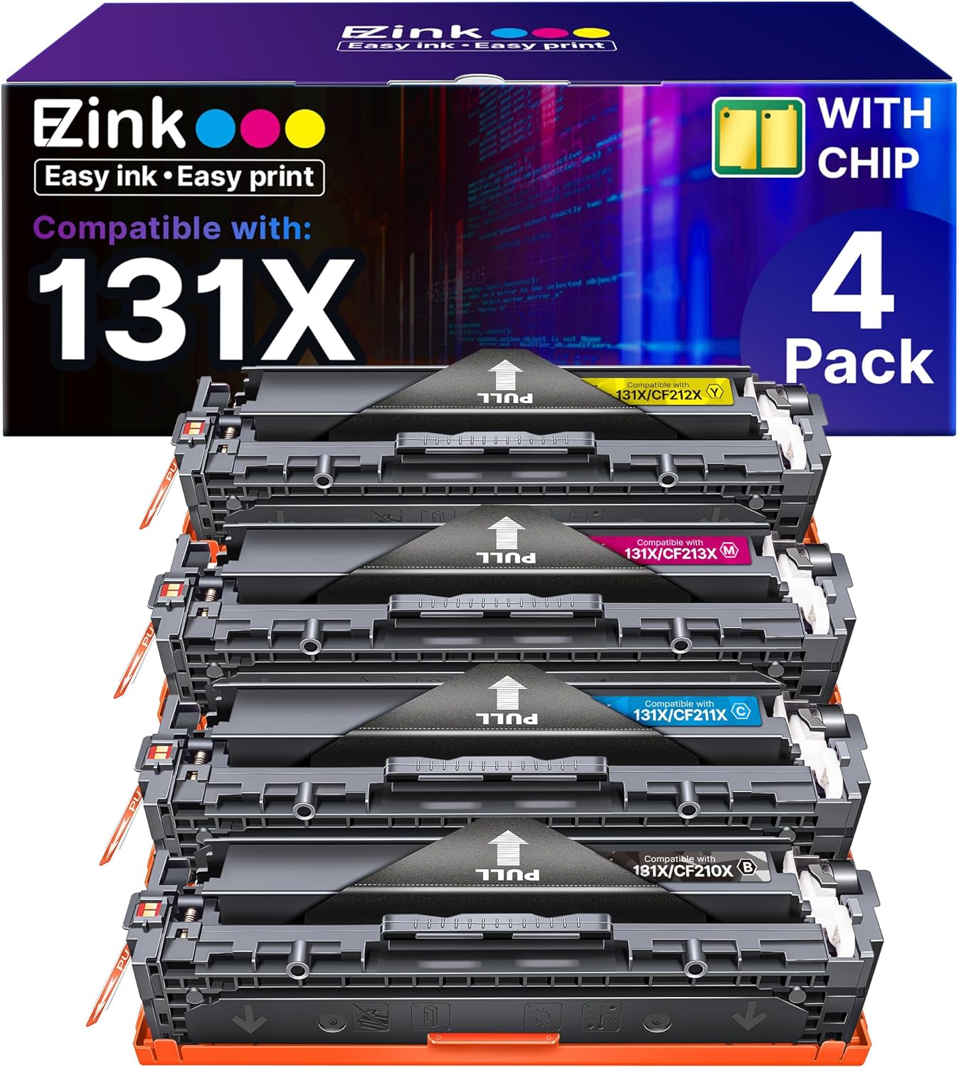 E-Z Ink 131X Compatible Toner Cartridge Replacement for HP 131X 131A CF210X CF210A CF211A CF212A CF213A with HP Laserjet Pro 200 Color M251 M276nw M276n M251n (4 Pack)