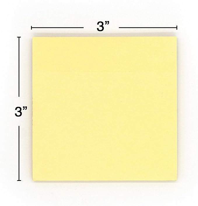 Sticky Notes 3" x 3 inch - (12 Pads) 600 Sheets - Yellow Stick On Note. Self Stick It Notes. Strong Sticking Square Stickies. Small Square Removable Memo Pad to Post in Office, Home, School - Emraw