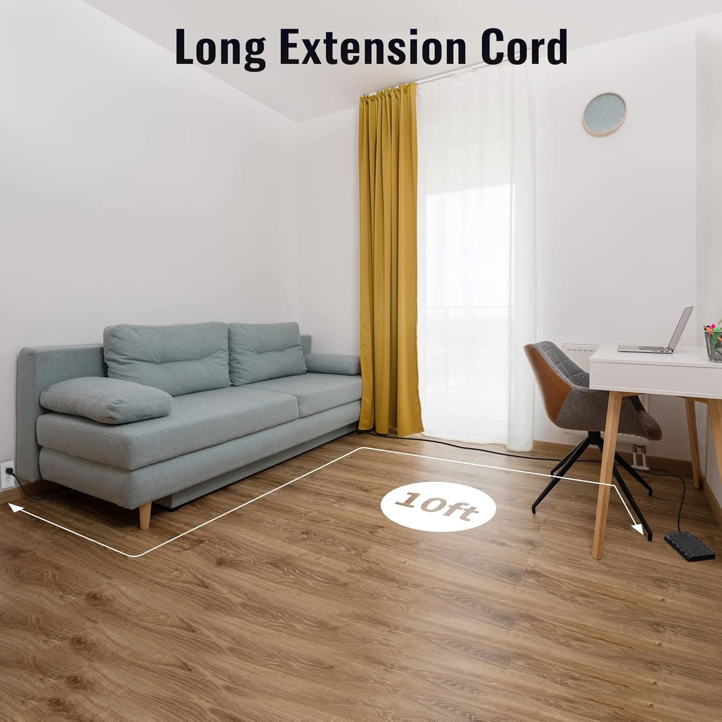 Extension Cord 10 Ft, SUPERDANNY Power Strip Surge Protector with 6 USB Charging Ports and 22 AC Outlets, 1875W/15A, 2100 Joules, Flat Plug Power Outlet for Home, Office, Dorm, Gaming Room, Black