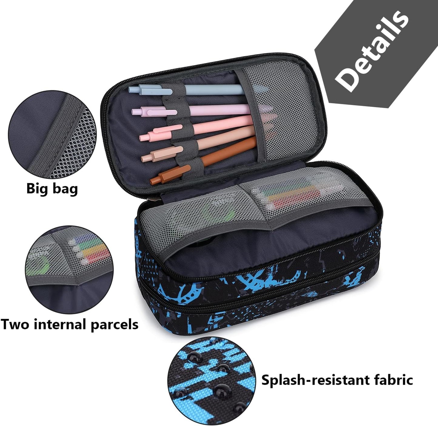 Pencil Cases for kids, Large Capacity Pencil Pouch, Office College School Marker Organizer Case pen for Men Women Adult Teens