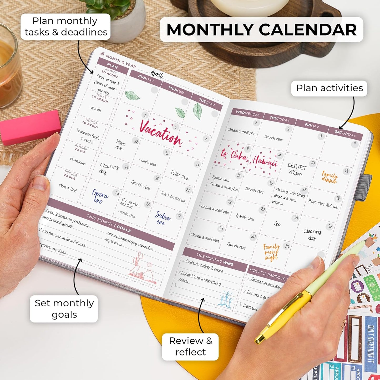 Clever Fox Planner 2nd Edition – Colorful Weekly & Monthly Goal Planner, Time Management & Productivity Organizer, Undated, A5 (Silver Black)