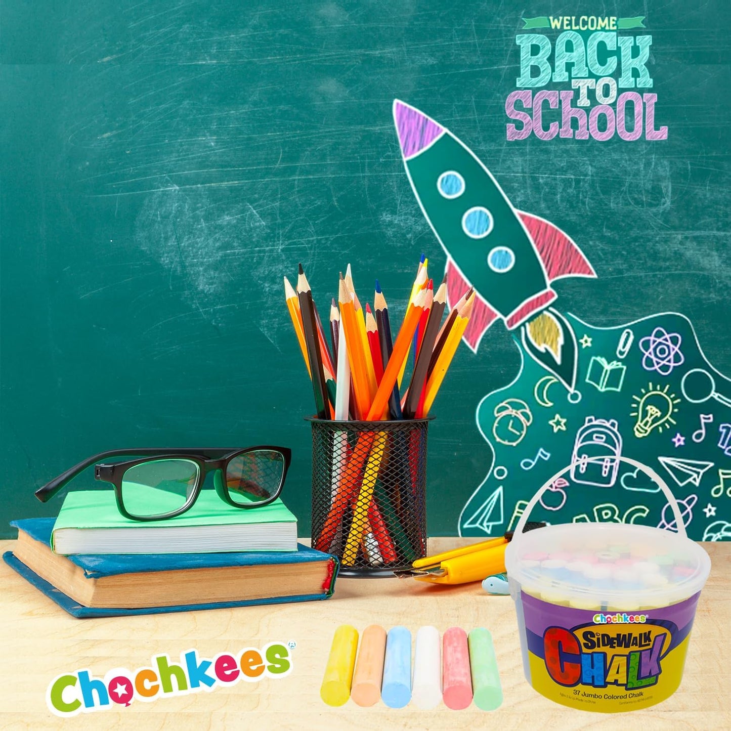 36 Jumbo Sidewalk Chalk, Jumbo chalk great for outdoor art, Sidewalk Chalk for Kids, 6 Assorted Neon Colored Chalk, Perfect For Party Favors, 4" Inches (36 Jumbo Chalk Sticks)