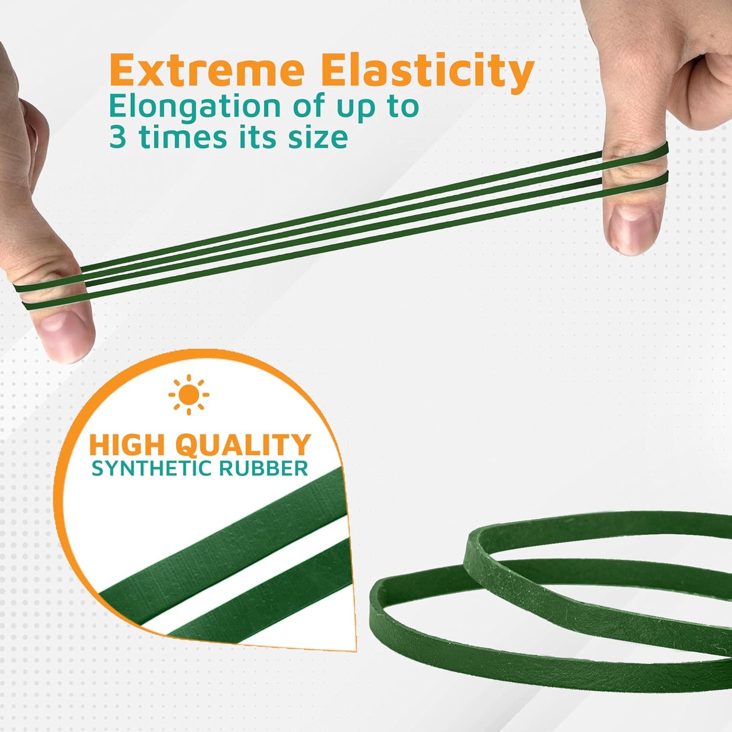 PlasticMill Dark Green Rubber Bands Size 33 (3 1/2" x 1/8") - #33 Colored Rubber Bands Office Supplies - Strong, Elastic Bands for Crafts, Balloon Garland, Cash, File Folders (500-Pack)