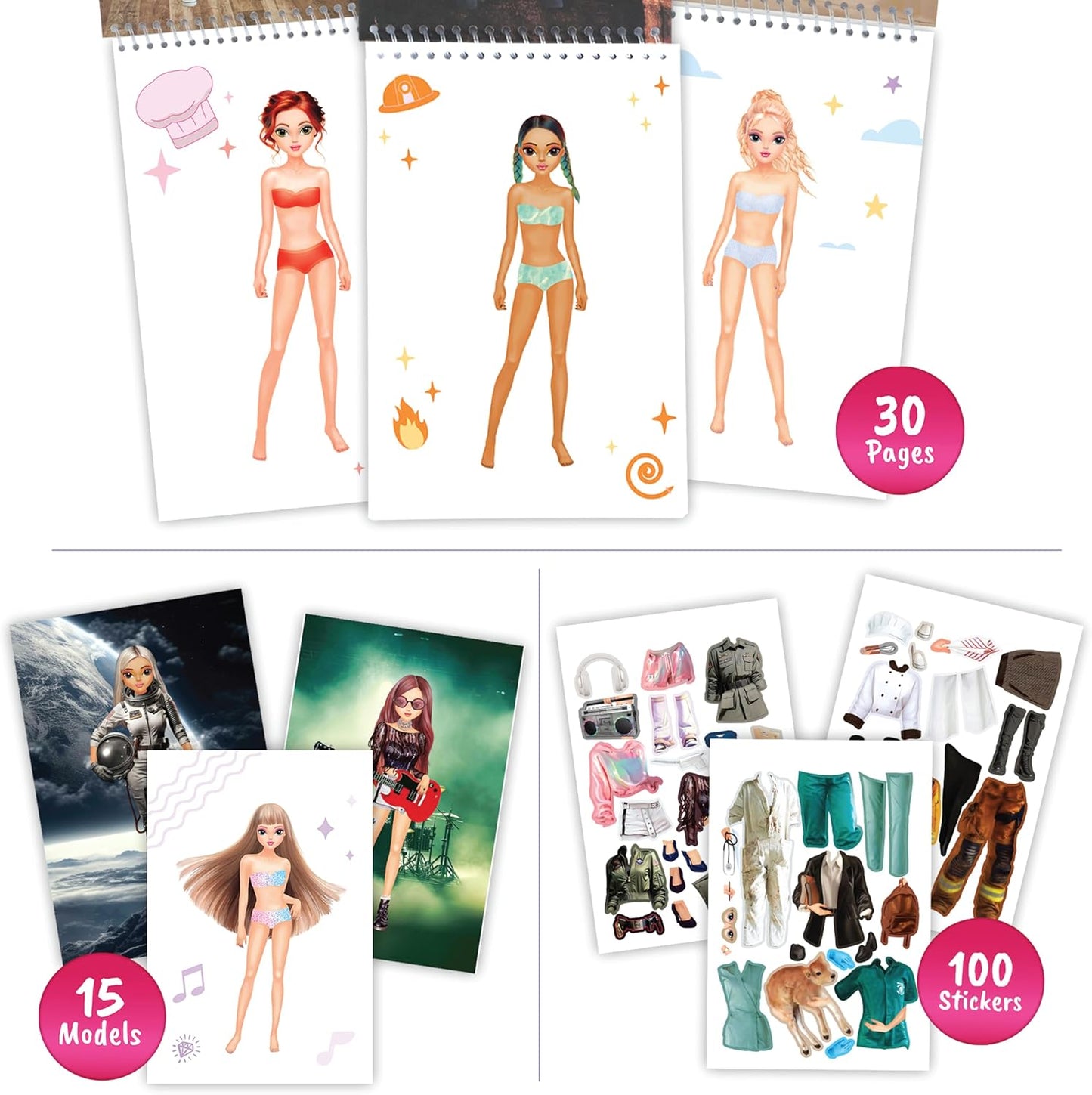 Sticker Dress up My Dream Job - Sticker Activity Book for Kids. Learn Girls Fashion Design Career Themed with Stickers and Guides for Kids 5 and up.100+ Stickers