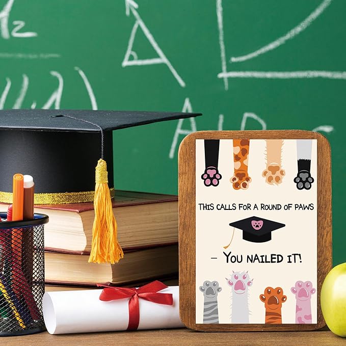Graduation Congratulations Card – Round of Paws, You Nailed It! Graduation Gift for 2025, Good Luck Card, and Graduation Decorations