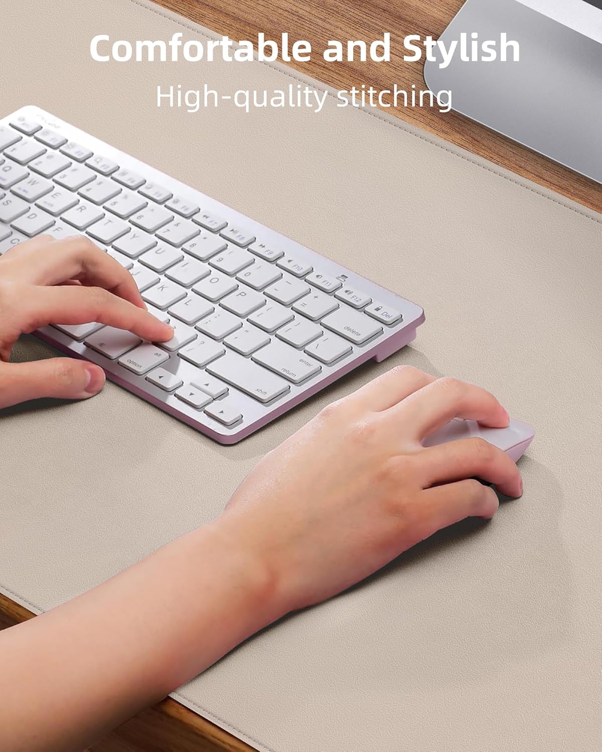 AFIING Extra Large Desk Mat - 55"x 24" Non-Slip Desk Pad for Office and Home - Ideal for Large Mouse Pad and Desk Mats on Top of Desks(Beige)