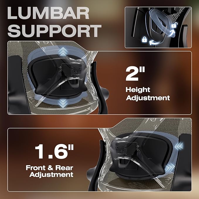 ELABEST X100 Ergonomic Office Chair with Footrest, Big and Tall Home Desk Chair with 5D Flip-Up Arms, Adjustable 9D Lumbar Support,High Back Rolling Computer Chair, Swivel Mesh Chairs (Coffee Break)