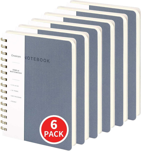 Lined Spiral Notebook College Ruled A5 Journal Book for Note Taking, 160 Pages Writing Journal for Office and Home School Supplies 5.75x8.125 inch (6-Reef Blue)