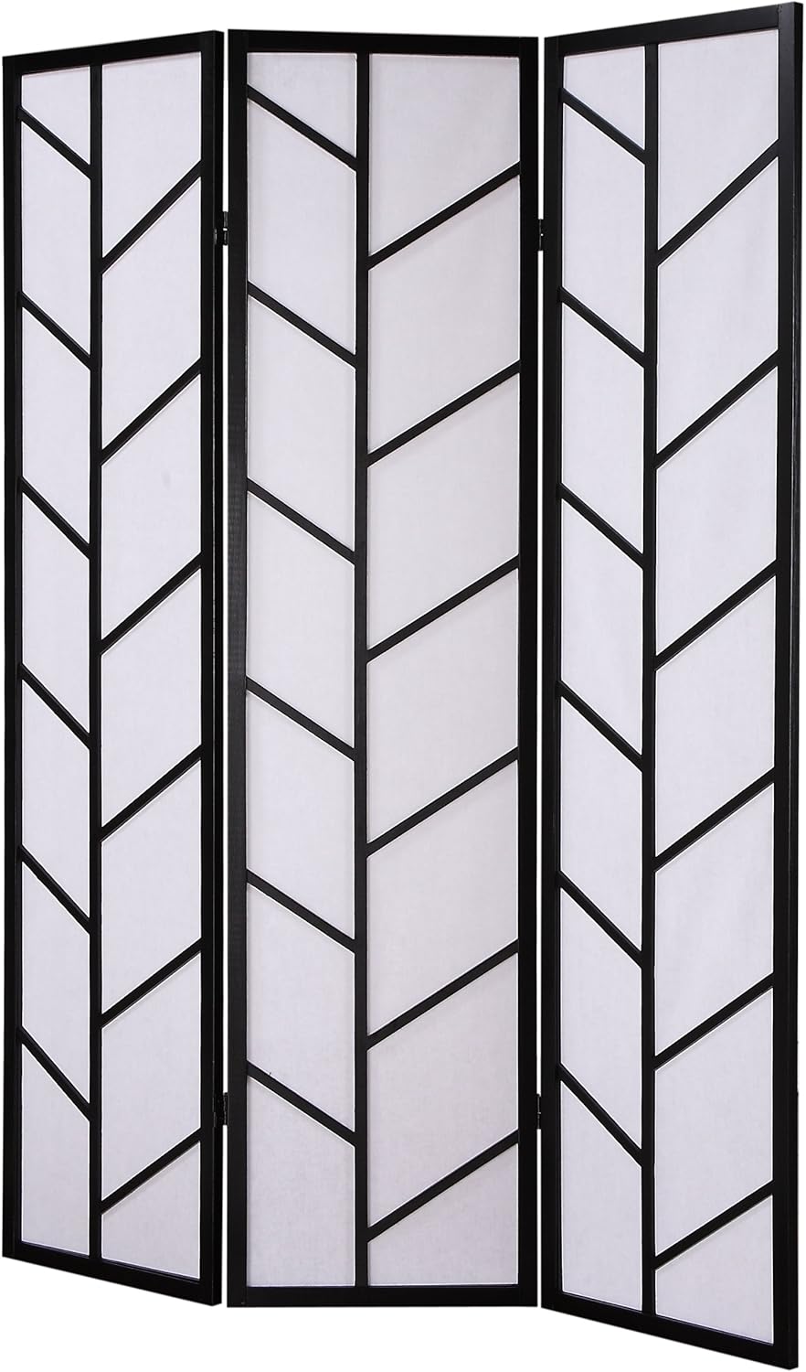 NicBex Room Divider 3 Panel Room Dividers with Heavy-Duty Rice Paper Partition Room Dividers and Folding Privacy Screens Wall Divider for Home, Office, Room Separation,51" W x 2" D x 71" H, Black