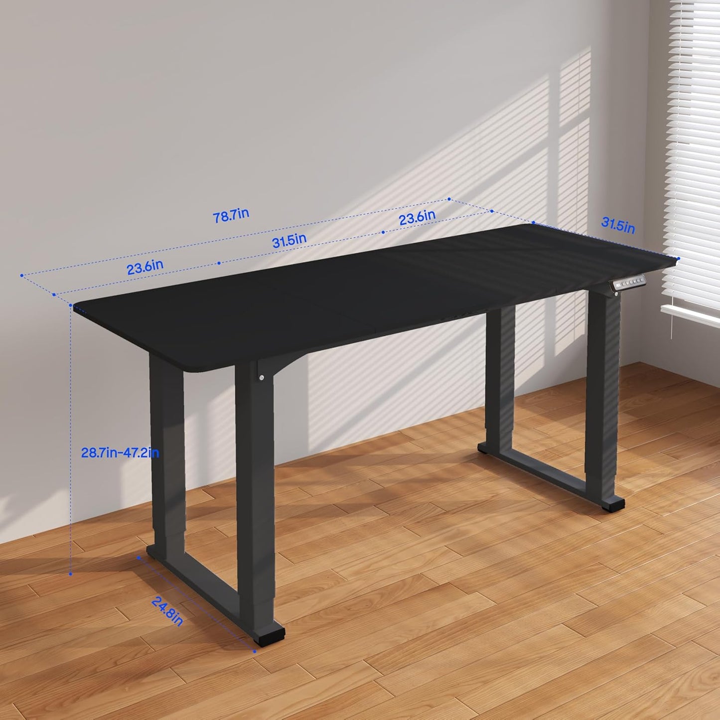 FLEXISPOT4 Legs Standing Desk 78 x 32 Inch Electric Adjustable Height Desk with Splice Board Home Office Sit Stand Up Desk, Black Top + Black Frame