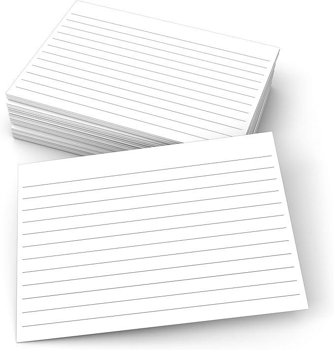 321Done Ruled Index Cards - Made in USA - Large 4x6 (Set of 50), College-Ruled Lined Notecards Double-Sided, Thick Heavy Duty Cardstock, Simple Note Cards with Lines, White