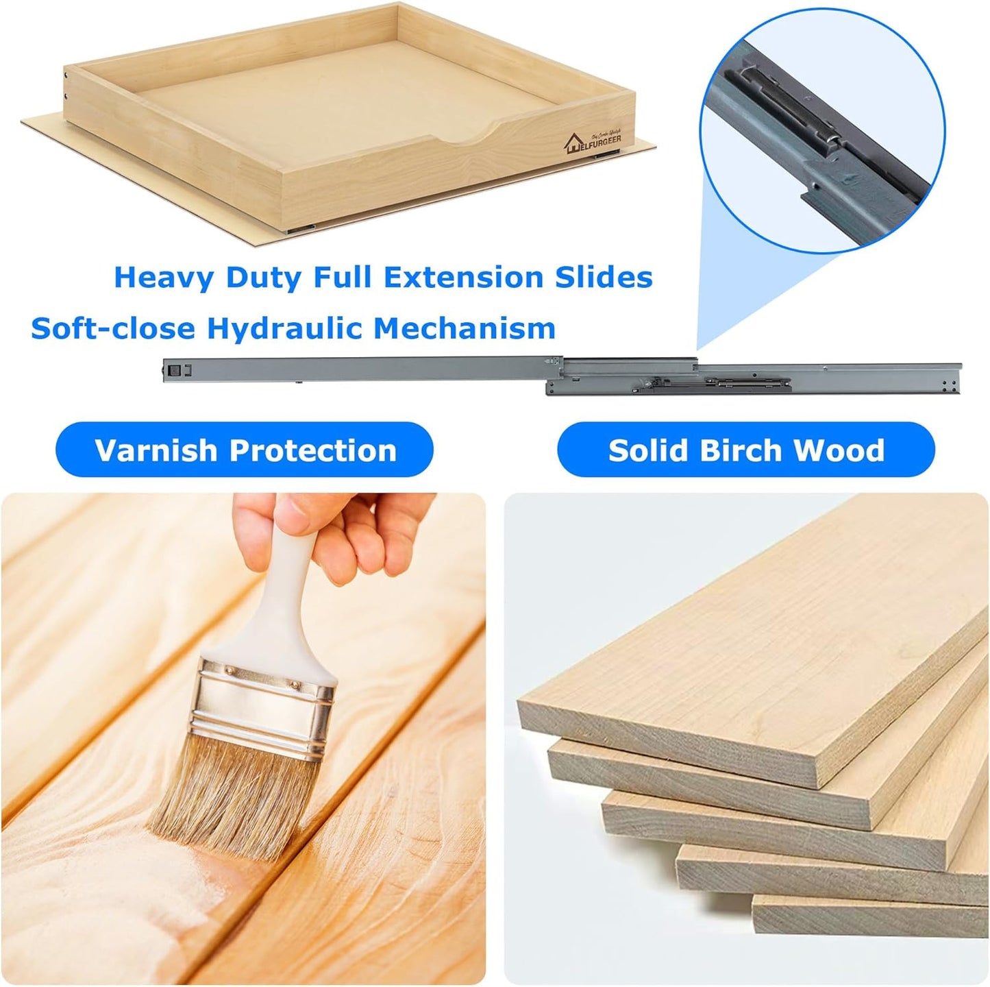 WelFurGeer Soft Close Pull Out Drawers for Cabinets, 23" W x 22" D Pull Out Cabinet Drawer with Heavy Duty Slides, Pull Out Cabinet Organizer, Cabinet Pull Out Shelves, Pull-Out Home Organizers