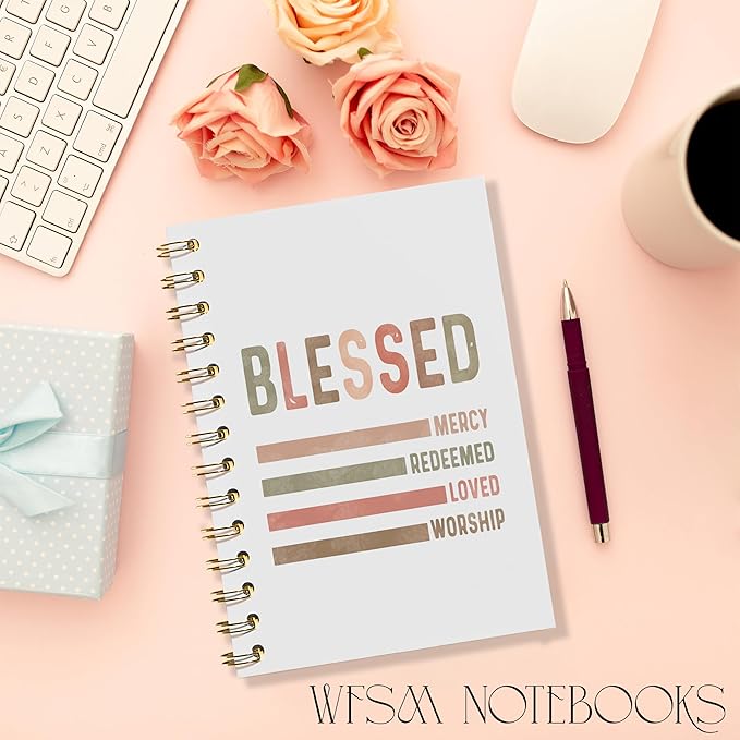 Christian Notebook, Blessed Gifts - Daily Prayer Journal, Prayer Notebook, Spiral Bible Notebook, Christian Gifts Journal, Christian Journal, Christian Notebook for Women, 5.5x8.3 Inches