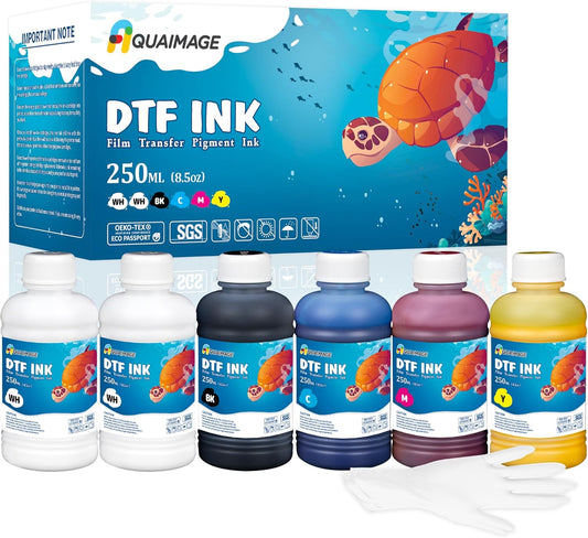 Dtf Ink 1500ml Dtf Printer Ink for ET8550,L1800,XP15000, Bright Colors,DTF Transfer Ink for Pet Film, Refill Ink for P400, P800, P600, DX5, XP600. (250ml x 6, 2Wh+BKCMY)