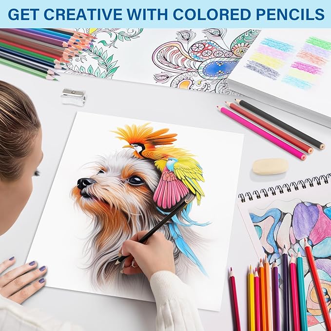 V-Opitos 48 Pack Colored Pencils Set, Pre-sharpened Coloring Pencils for Kids Beginners, Colored Pencils for Adult Coloring Books, Ideal Art Supplies for Sketching, Coloring & Painting