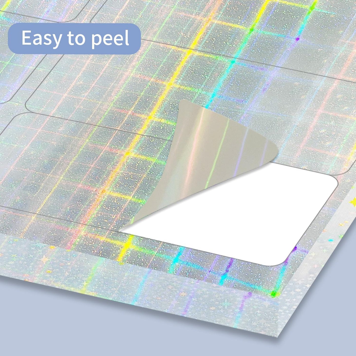 STARLIBOO 1" x 2-5/8" Address Labels- Holographic Color Stickers for Laser/Ink Jet Printer mailing Labels 8.5"×11"- Holographic Silver/ 30 per Sheet