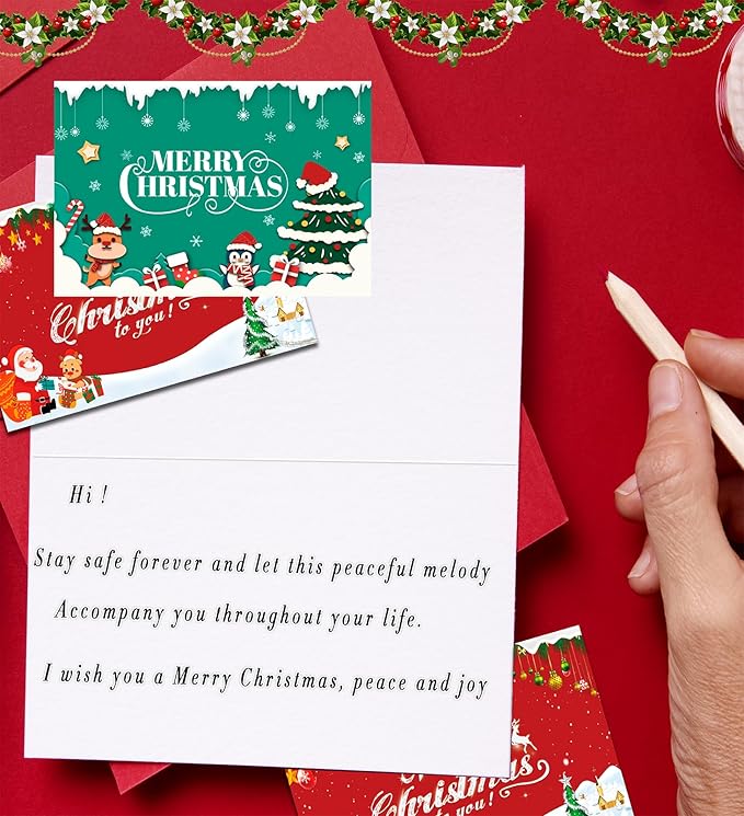 Christmas Cards with Envelopes, Stocking Stuffers for Adults, 6 Assorted Designs Holiday Greeting Cards,Christmas Party Favors 12Pcs Pack Set 6x4 inch, Cards For Family, Kids, Friends