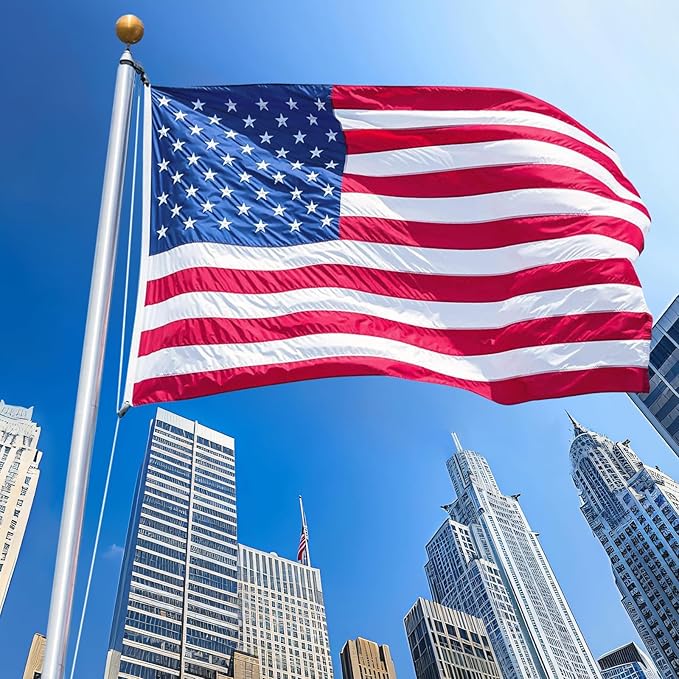 American Flag 1x1.5 Outdoor, 1x1.5 Flags Outside, All Weather US Flags with Embroidered Stars Sewn Stripes Brass Grommets, Vivid Color, Polyester USA Flag for Outdoor Indoor (1 by1.5 Foot)