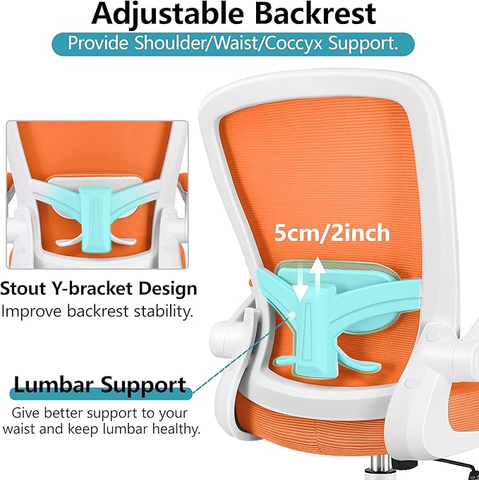 FelixKing Office Chair, Ergonomic Desk Chair Breathable Mesh Chair with Adjustable High Back Lumbar Support Flip-up Armrests, Executive Rolling Swivel Comfy Task Computer Chair for Home Office