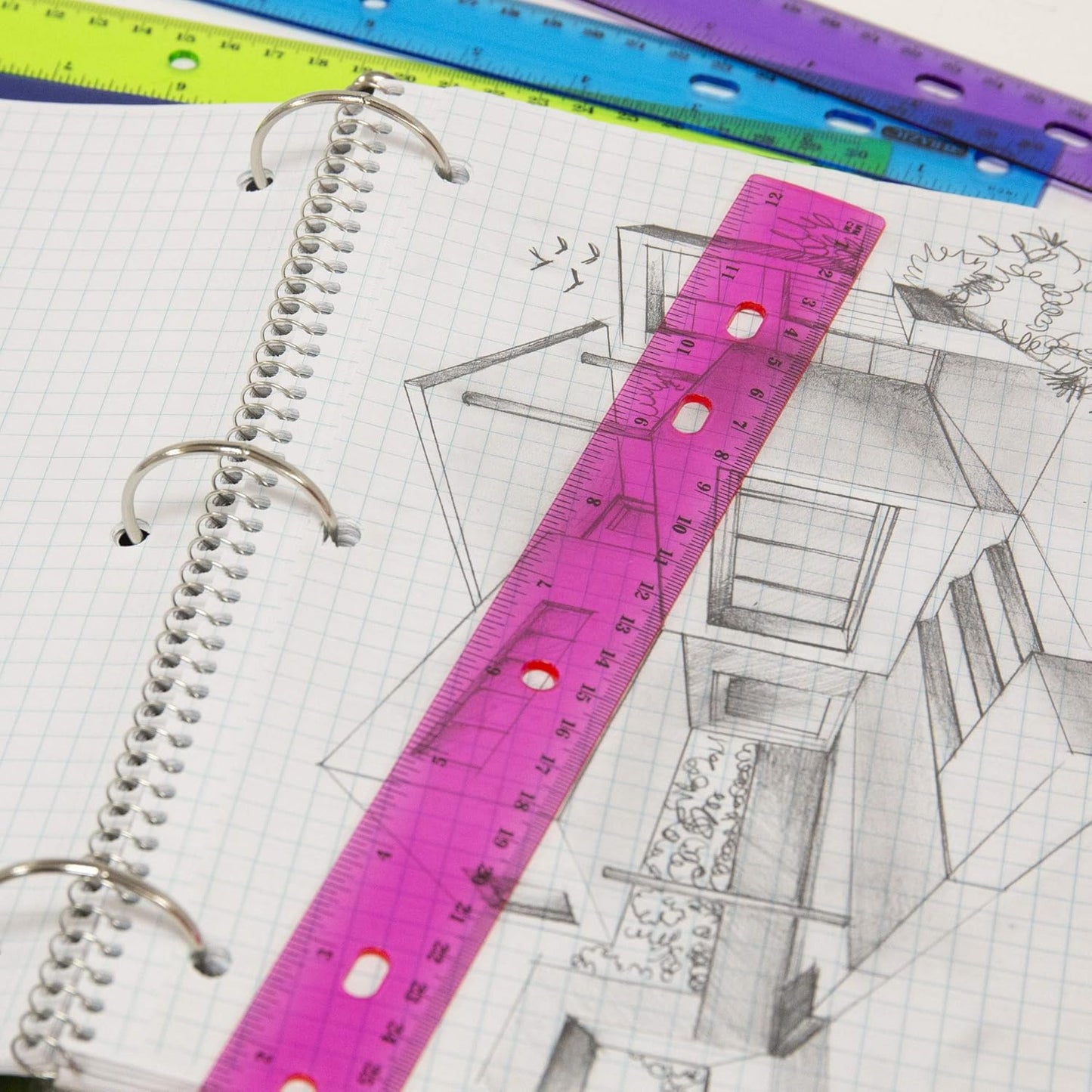 BAZIC Jeweltones Color Plastic Ruler 12" (30cm), Inches Centimeter Metric Measuring Drafting Rulers, for Students School Supplies (4/Pack), 24-Packs