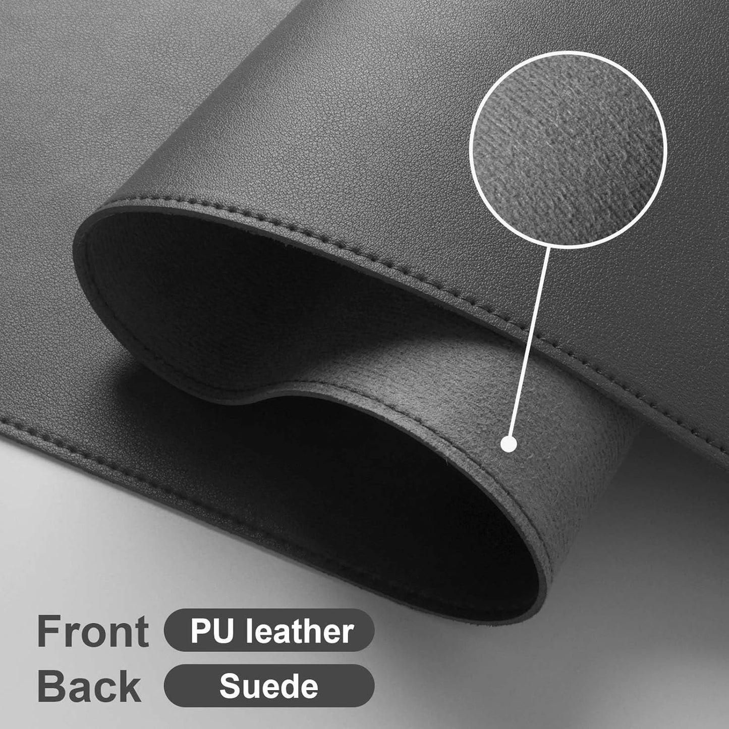 DAWNTREES Desk Mat Protector,PU Leather Desk Pad,Non Slip, Large Mouse Pad and Keyboard Mat, Waterproof Writing Pad for Office and Home (Dark Gray,35.5''x16.9'')