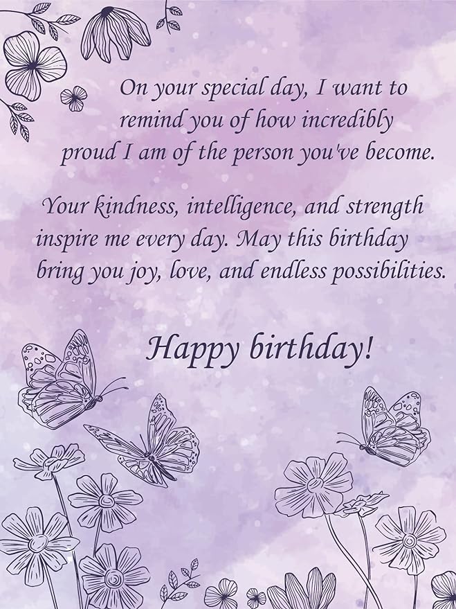 Bamboo Birthday Card - 6" X 4.5" - 1 Pack (With Envelope) | Laser Cut, Butterfly Themed Daughter Card