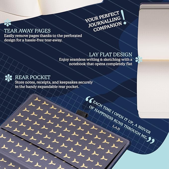 Dingbats* Wildlife Plain Writing Journal Notebook A5 - Vegan Leather Hardcover - Ideal for Work, Travel - Pocket, Elastic Closure, & Bookmark