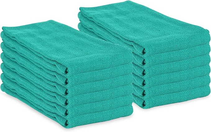 Arkwright Surgical Huck Towels - (Pack of 12) Lint Free & Highly Absorbent Pre-Treated Cotton Cleaning Cloths, Perfect for Medical, Auto Detailing, Window Glass, and Shop, 16 x 26 in, Hunter Green