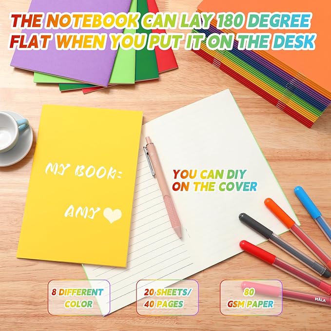 Gueevin 24 Pcs Blank Books for Kids to Write Stories Bulk Composition Notebooks Colorful Soft Cover Notebooks for Drawing Ruled Lined Journals Sketching Kindergarten Easter Gift (Stylish Colors)