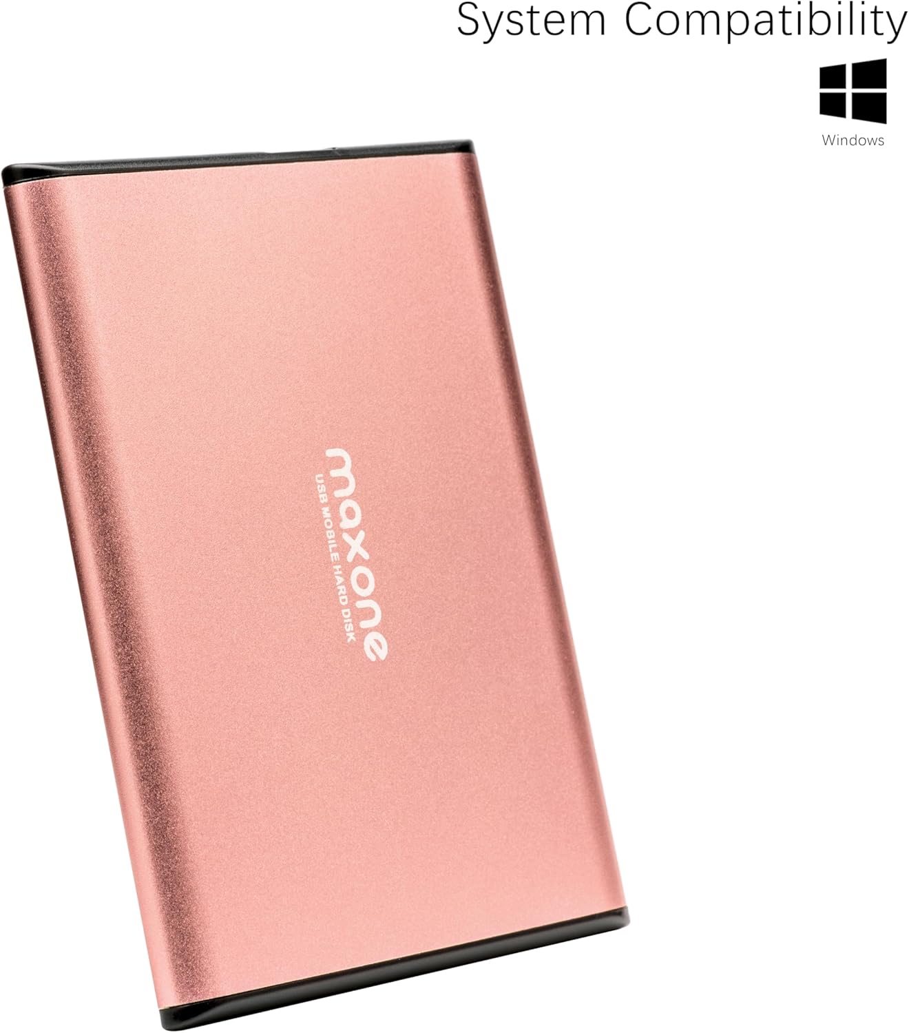 Maxone 250GB Ultra Slim Portable External Hard Drive HDD USB 3.0 Compatible with PC, Laptop, Rose Pink