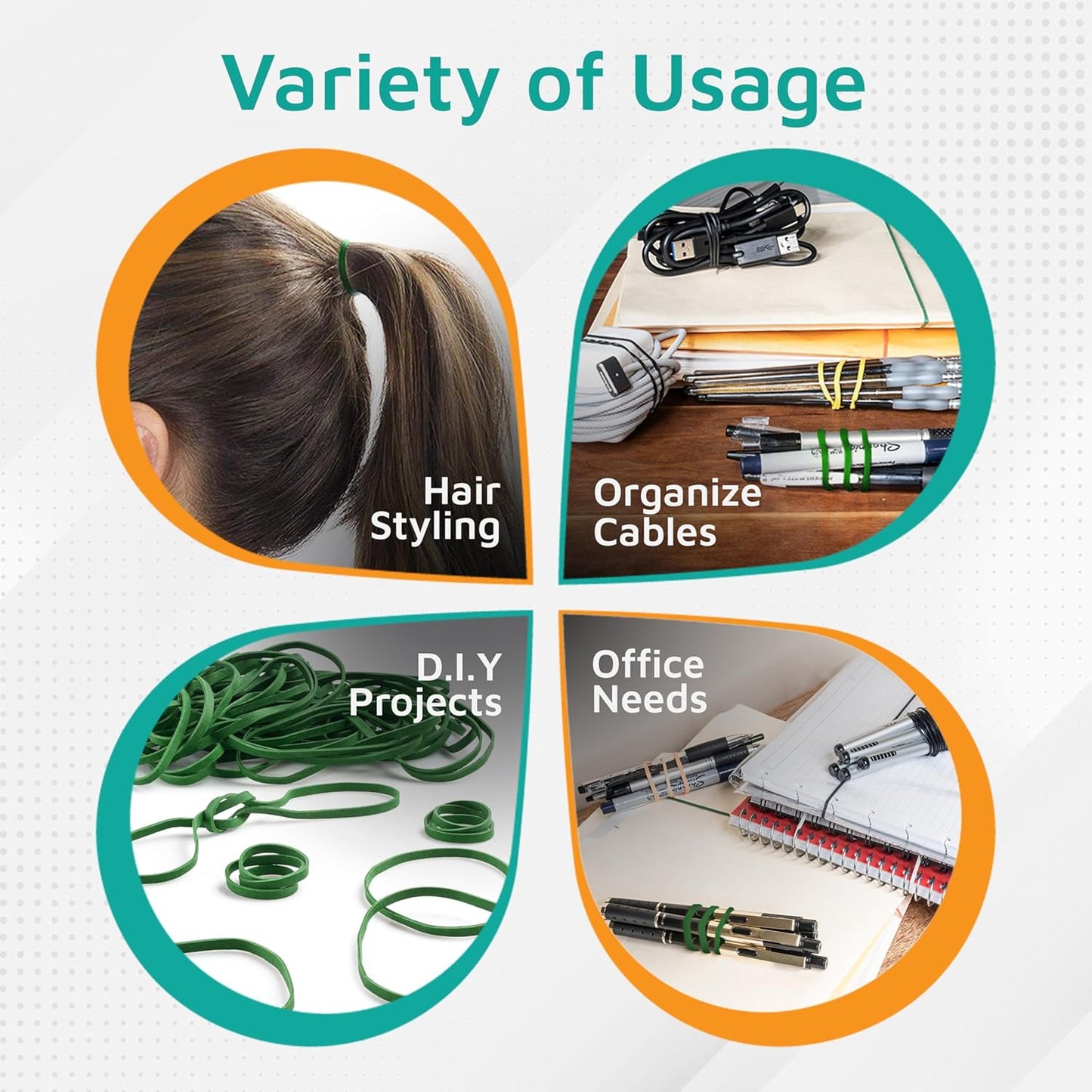 PlasticMill Green Rubber Bands Size 33 (3 1/2" x 1/8") - #33 Colored Rubber Bands Office Supplies - Strong, Elastic Bands for Crafts, Balloon Garland, Cash, File Folders (500-Pack)