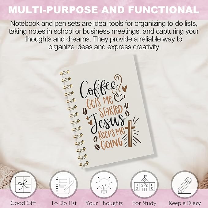 Coffee and Jesus Notebook - Coffee Christian Journal, Coffee Jesus Spiral Notebook, Coffee Christian Jesus Decor, Jesus Gifts for Women, Gifts for Coffee Lovers, Christian Gifts, 5.5x8.3 Inches